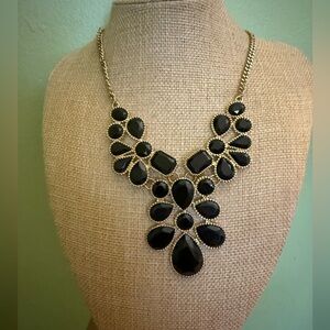 Elegant Claire’s Black and Gold Statement Necklace